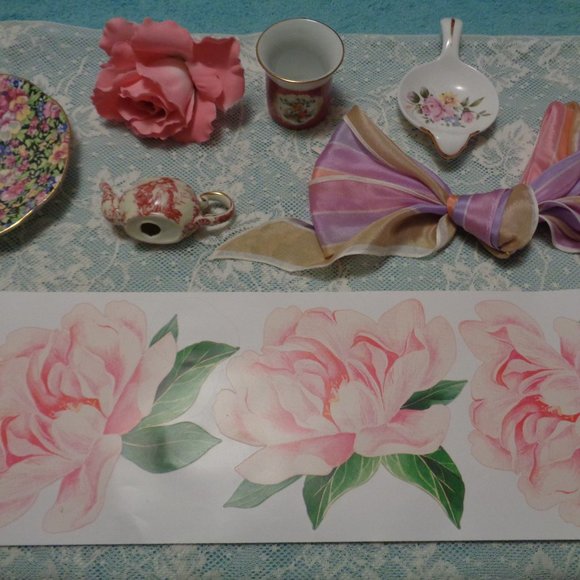 BARBIECORE PAST ROMANCE PORCELAIN, SILK, STICKERS & SUCH LOT - Picture 1 of 11